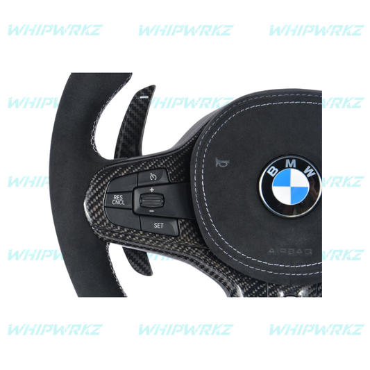 BMW G Series 2016-2023 Black/Red Carbon Competition Style Carbon Paddle Shifters (Bold)