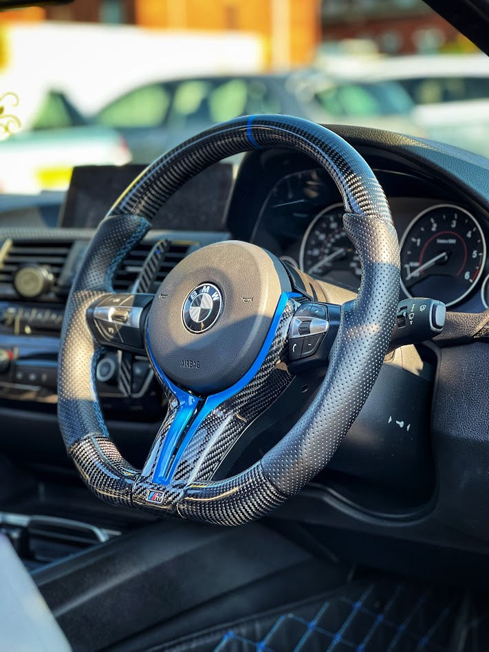 BMW F Series Black Carbon Trim With Royal Blue Insert